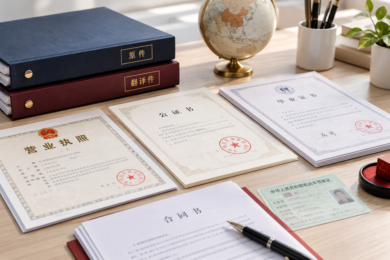 Certificado notarial chino preparado para su traducción jurada